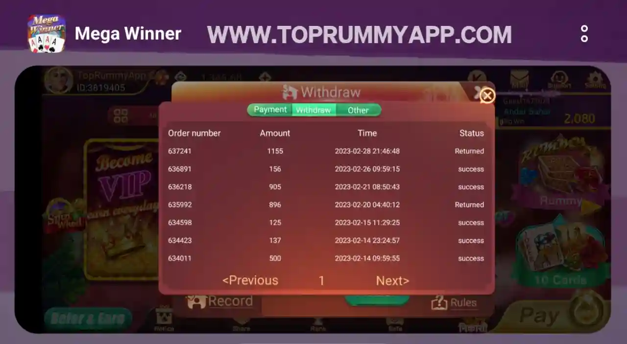 Meag Winner App Payment Proof All Rummy App List 51 Bonus