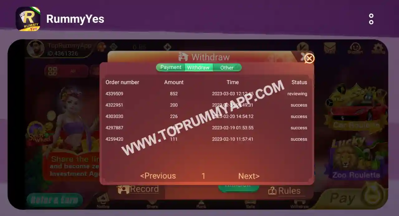 Rummy Yes App Payment Proof All Rummy App List 51 Bonus