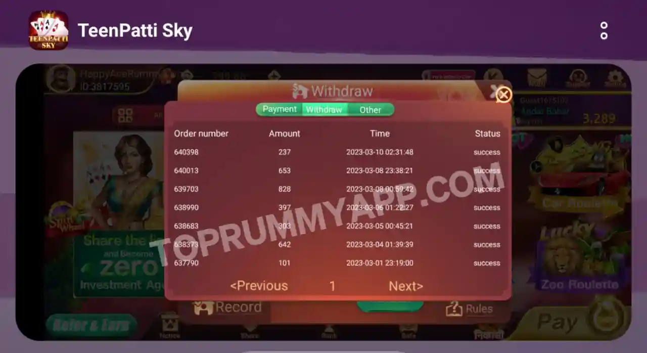 Teen Patti Sky App Payment Proof Top 20 Teen Patti App List 41 Bonus